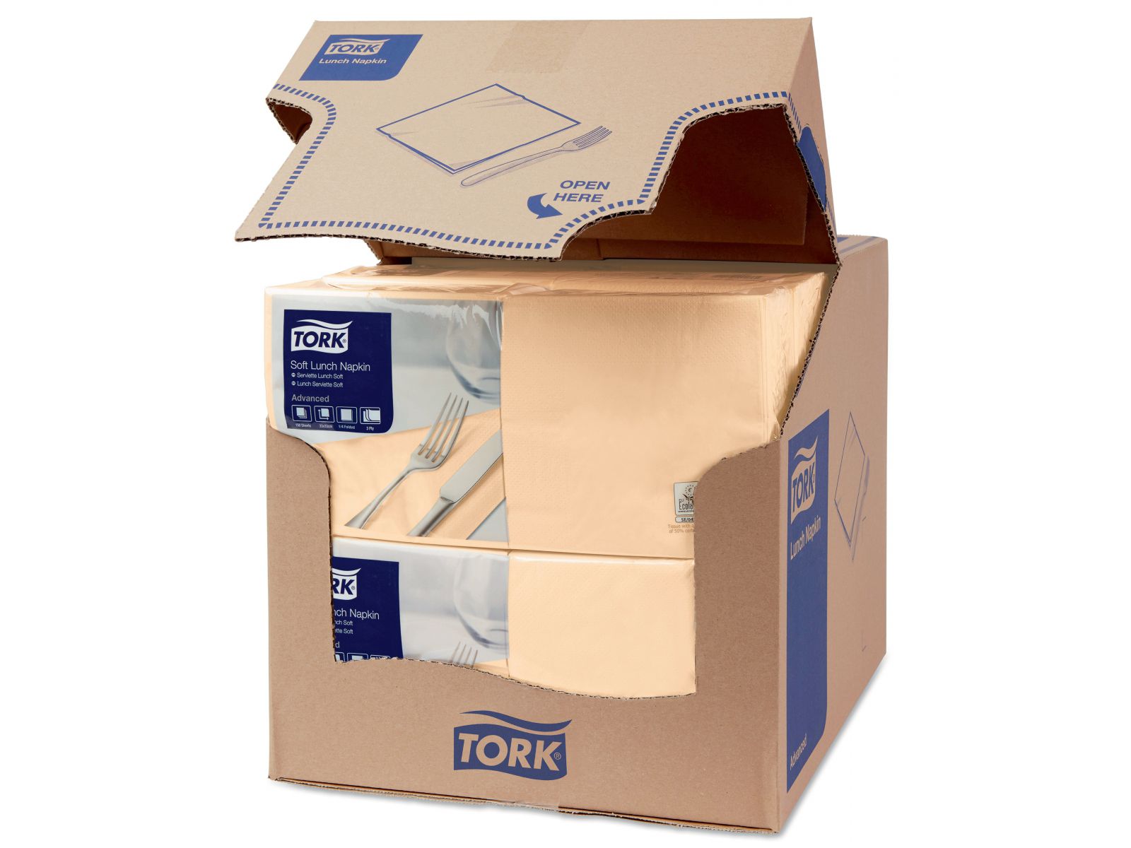 Serwetki Tork 33x33 477866 Piaskowe Karton 1500 serwetek (10 x 150) Składana 1/4